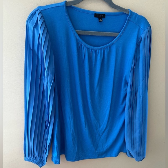 Talbots Pleated Sleeve Crewneck Top | CoolSprings Galleria rayon spandex size M - Picture 2 of 7